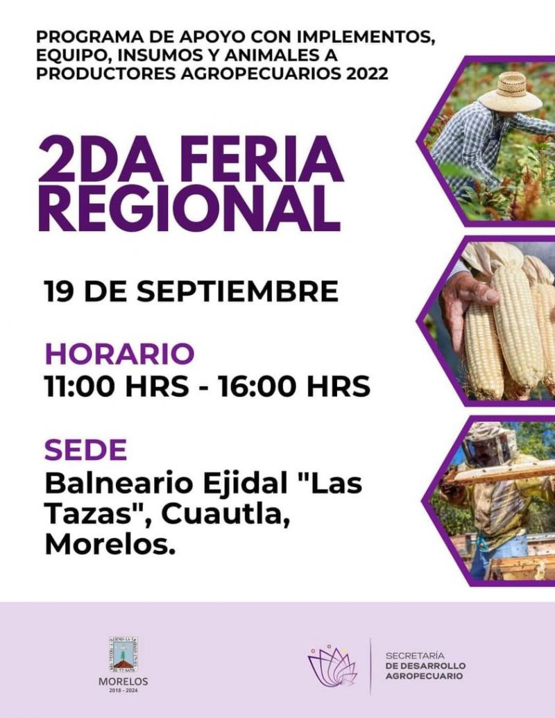 La Dirección de Desarrollo Agrícola te invita a que asistas a la 2da Feria Regional